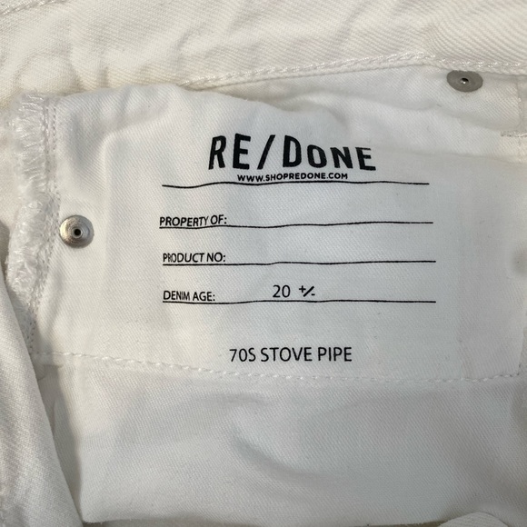 RE/DONE 70s Stove Pipe High Rise White Jeans Sz 27 Summer Closet Staple Distress - Picture 6 of 11